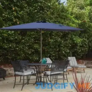 CASAINC 10-ft Navy Blue Solar Powered Crank Market Patio Umbrella