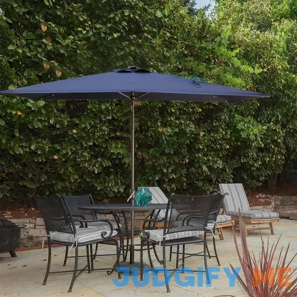 CASAINC 10-ft Navy Blue Solar Powered Crank Market Patio Umbrella CASAINC 10-ft Navy Blue Solar Powered Crank Market Patio Umbrella