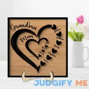 Gifts For Mom From Daughter Grandma Mom Heart In Heart Personalized 2-layer Wooden Plaque