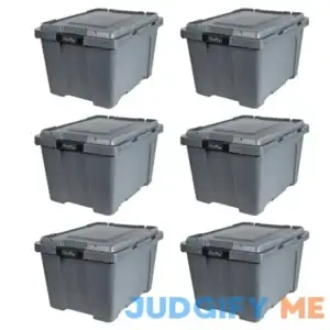 Hefty 18 gal Max Pro Plastic Utility Storage Tote Gray 6 Pack 7170HFTCOM52252
