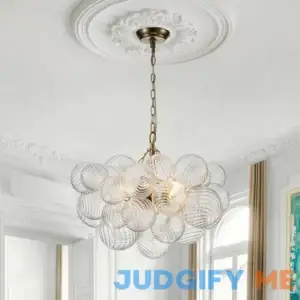 Brass Cluster Ribbed Glass Globe Bubble Chandelier | LightFixturesUSA 3-Lt / Brass