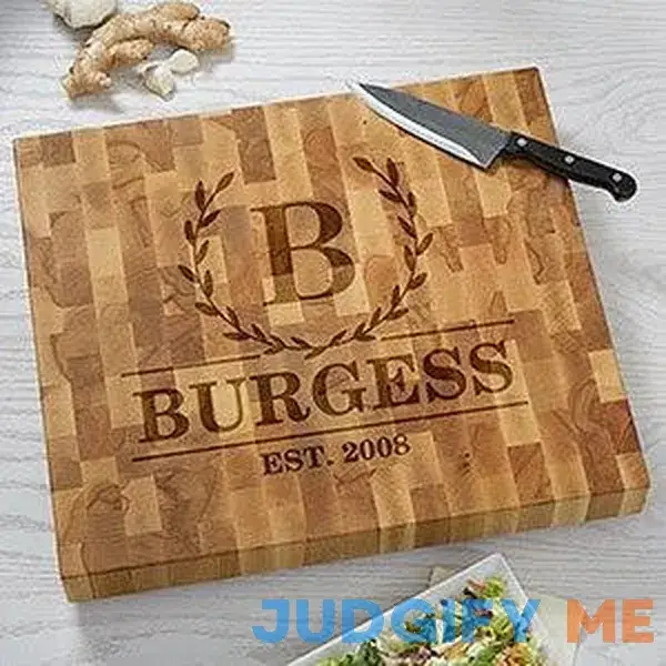 Laurel Wreath Personalized 16x18 Butcher Block Cutting Board Laurel Wreath Personalized 16x18 Butcher Block Cutting Board