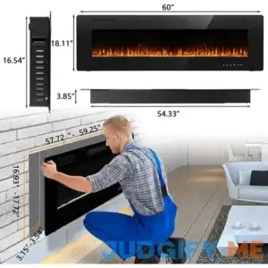 Bossin 36 to 72 inch Electric Fireplace Ultra-Thin and Silence Linear Recessed Wall Mounted Fireplace with Remote Control
