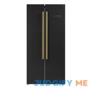 Forno Salerno Espresso 33-inch Side-by-Side 15.6 Cu.Ft. Refrigerator with Brass Handle FFRBI1805-33BLK