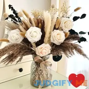 RyddeligHome 100pcs Artificial Flower Arrangements with Vase Pampas Grass with Vase Included for Dining Table Centerpiece