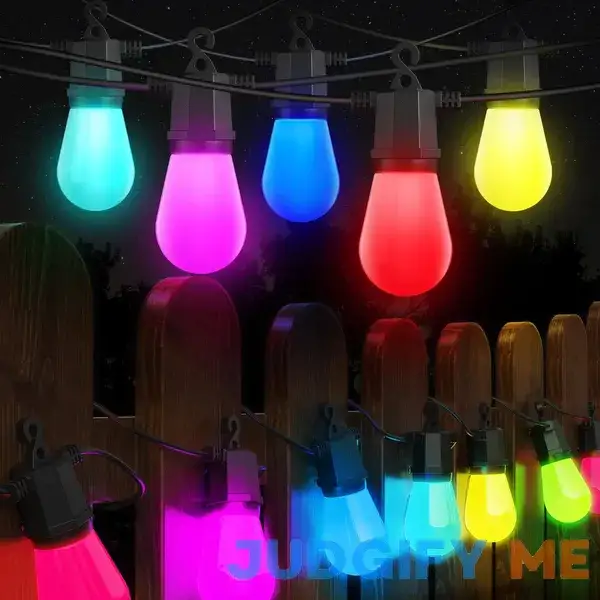 Color Changing Outdoor String Lights 48FT Dimmable String Lights for Outside Waterproof with 16 Shatterproof LED Bulbs Color Changing Outdoor String Lights 48FT Dimmable String Lights for Outside Waterproof with 16 Shatterproof LED Bulbs