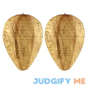 2 Pack Wasp Nest Decoy Waterproof Hanging Wasp Deterrent for Wasps Hornets Yellow Jackets Fake Wasp Repellent Nest for Outdoor Garden Backyard Patio