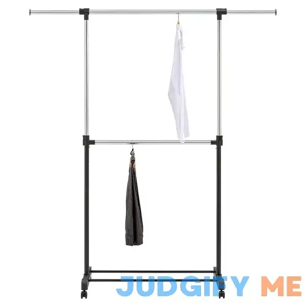Room Essentials Adjustable Double Rod Garment Rack Black Room Essentials Adjustable Double Rod Garment Rack Black