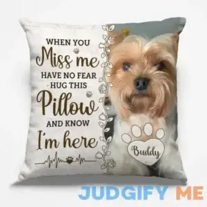 Pawfect House - Custom Photo Hug This Pillow Then You Know I'm Here - Memorial Personalized Custom Pillow - Sympathy Gift