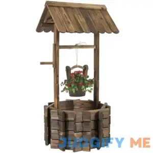 Best Choice Products Rustic Wooden Wishing Well Planter Outdoor Home Decor for Patio