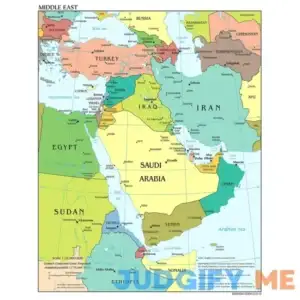 Palmetto Posters 24x31 Laminated Poster: Large scale detailed political map of the middle east with major cities and capitals