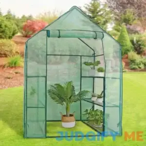 BBBuy Outdoor Portable Walk-in Greenhouse 3 Tiers 6 Shelves w/ Durable PE Cover Roll Up Zipper Door Steel Frame Screen Windows Garden Greenhouse