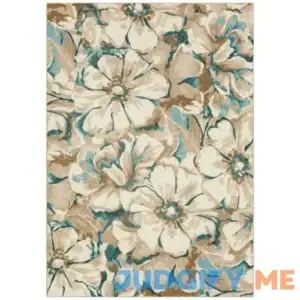 Mainstays Farmhouse Oversized Teal Brown Floral Print Area Rug