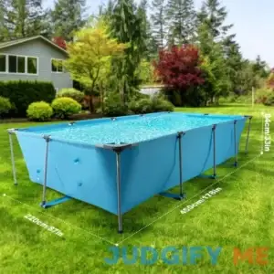 Rectangular Frame Swimming Pool Metal Frame Outdoor Backyard Above Ground Swimming Pool Family Splash Frame Swimming Blue 15FT/ 10FT