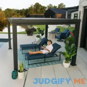 Backyard Discovery Trenton Modern Steel Pergola with Sail Shade Soft Canopy