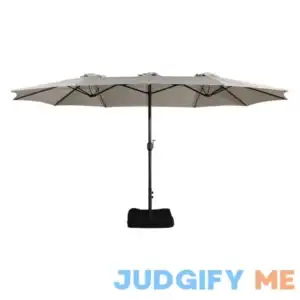 Mondawe 15ft Rectangular Double-Sided Outdoor Patio Market Umbrella with Base Included