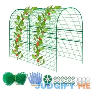 codree Garden Cucumber Trellis for Plant Climbing- 47 x 47 Inch Metal Arch Melon Trellis for Raised Bed- Foldable Garden Tunnel Trellis with
