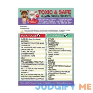 Tlc Safety By Design Enhanced Toxic & Safe Foods Fridge Magnet for Pets Dogs Cats Emergency Informative Poison Veterinarian Approved Refrigerator