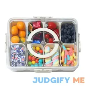 Divided Serving Tray with Lid and Handle Snackle Box Charcuterie Container for Portable Snack Platters