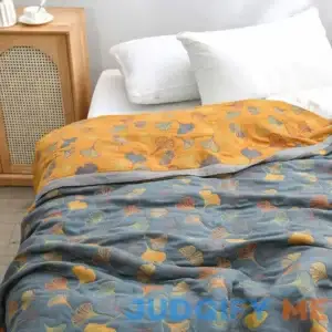 Ginkgo Leaf Cotton Reversible Kantha Quilt Bedspreads