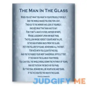 The Man in the Glass Poem by Peter Dale Wimbrow Sr Inspirational Home Decor Office Dad Grad Gift 8x10 Print (Blue)