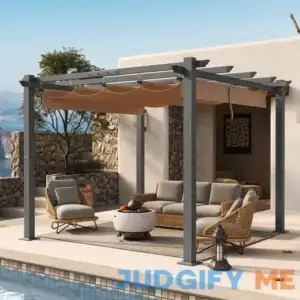 Aluminium Pergola with Canopy JolyDale Size: 88" H x 120" W x 120" D