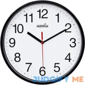Hippih Black Wall Clock Silent Non Ticking Quality Quartz 10 Inch Round Easy to Read for Home Office School Clock