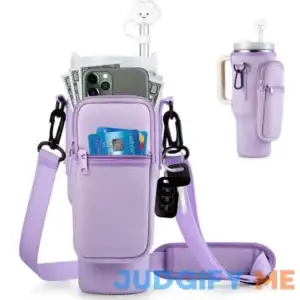 VGHNQ Water Bottle Carrier Bag with Pocket for Stanley 40 oz Tumbler with Handle Neoprene Sports Water Bottle Holder Pouch with Adjustable Strap