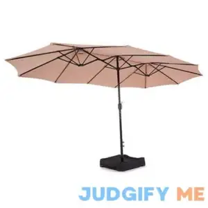 Real Living - 15' Linen Triple Vent Market Patio Umbrella with Base