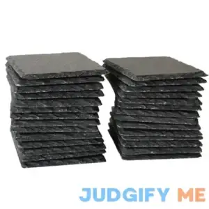 RUNANDYUE 4X4 Inch Slate Stone Coasters Bulk Square Slate Drink Coaster Handmade Coasters Set for Kitchen Bar Home Apartment