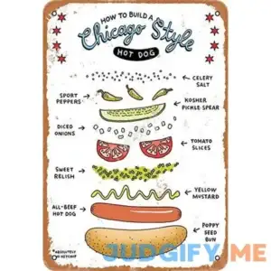 How to Build A Chicago Style Hot Dog Vintage Tin Sign Logo 12 8 inches Advertising Eye-Catching Wall Decoration