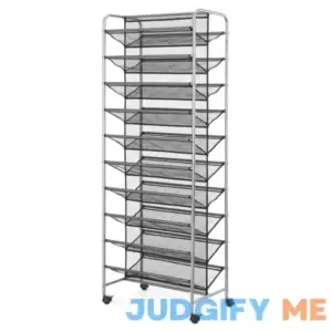 Mainstays 10 Tier 60 Pair Metal and Mesh Rolling Shoe Rack