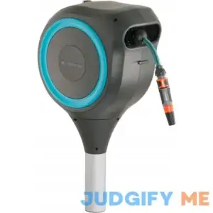 Gardena 50 Foot Auto Retractable Hose Reel on Metal Spike