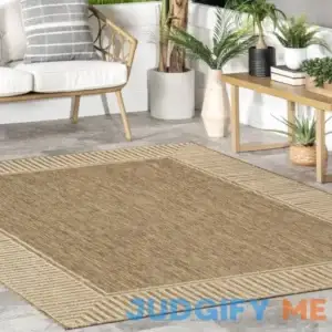 Alegre Bordered Power Loomed Tan Indoor/Outdoor Rug Gracie Oaks Rug