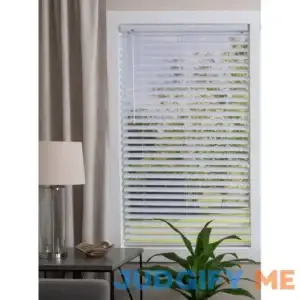 Project Source Premium 2-in Slat Width 64-in Cordless White Vinyl Room Darkening Horizontal Blinds