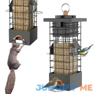 KRUOO Metal Squirrel Proof Bird Feeder for Outdoors Hanging Gravity Protection Squirrel Proof Wild Bird Feeders for Outside