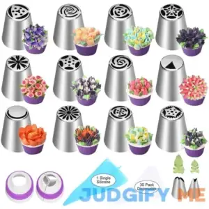 47 Pcs Russian Piping Tips Set 12 Flower Frosting Nozzles Icing Tips for Cake Decorating Tips Kit