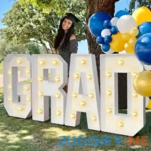 2024 Graduation Decorations - 2FT Large PRE-CUT GRAD Marquee Letters Kit - Mosaic Foam Board Sign - Class of 2024 Congrats Party Supplies for