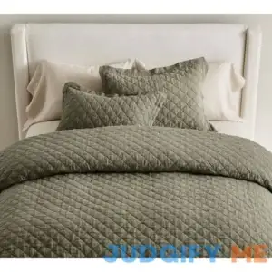 Pottery Barn Belgian Flax Linen Diamond Quilt