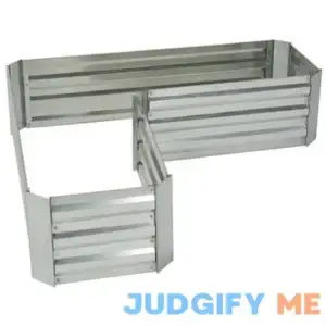 Ironton Galvanized Corrugated Steel L-Shaped Raised Planter Box 47 1/3in.L x 17 3/4in.W x 11 4/5in.D