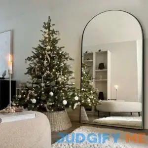 71 in. H Oversized Arch Wood Full Length Black Wall Mounted Standing Mirror Floor Mirror