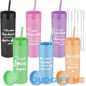 6 Pack Teacher Appreciation Gifts for Teachers Skinny Tumblers 16oz Matte Pastel Colored Acrylic Tumblers with Lids and Straws Thank You Gifts for