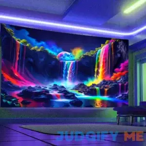 1pc Mountain Waterfall With Rainbow Forest Fluorescent Tapestry