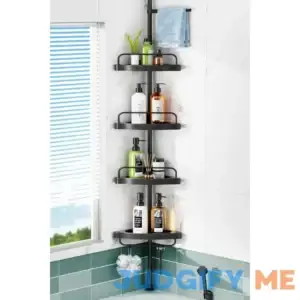 Corner Shower Caddy Tension Pole Rust Proof 4Tier Shampoo Storage Organizer for Inside Shower