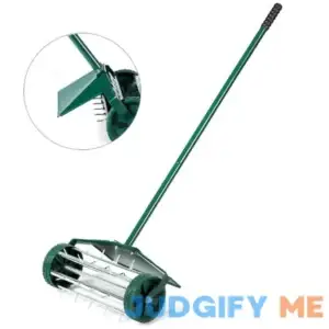 Gymax 18-inch Rolling Lawn Aerator Rotary Push Tine Spike Soil Aeration W/Fender