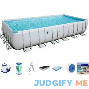 Bestway Power Steel 24' x 12' x 52 inch Rectangular Metal Frame Above Ground Pool Set