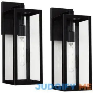 John Timberland Titan Modern Outdoor Wall Light Fixtures Set of 2 Mystic Black Rectangular Frame Clear Glass for Post Exterior Barn
