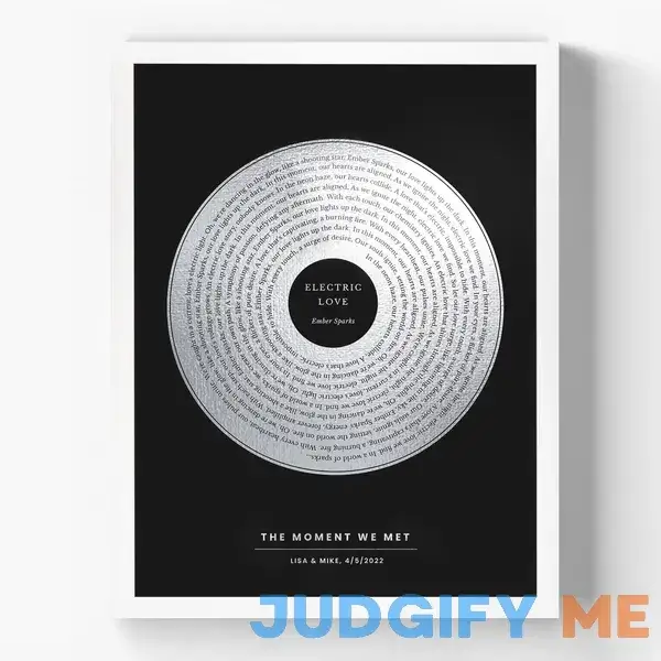 Framed Custom Wedding Song Lyrics 25th wedding anniversary 20th 10th steel gift ideas for mom Mother's day record with song silver aluminum platinum Framed Custom Wedding Song Lyrics 25th wedding anniversary 20th 10th steel gift ideas for mom Mother's day record with song silver aluminum platinum