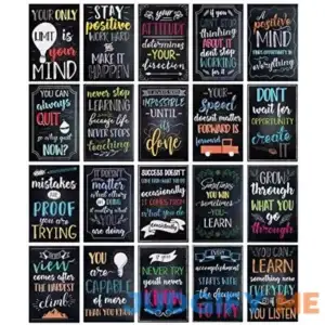 Juvale 20 Pack Motivational Posters with Positive Quotes for Middle and High School Classrooms