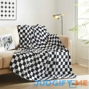 Mainstays Black and White Check Plush Throw Blanket 50 inch x 60 inch